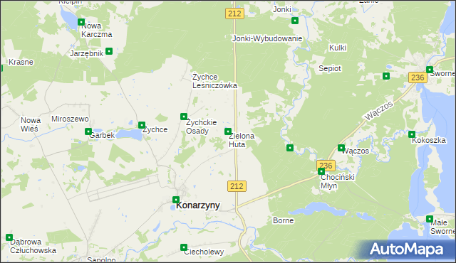 mapa Zielona Huta, Zielona Huta na mapie Targeo