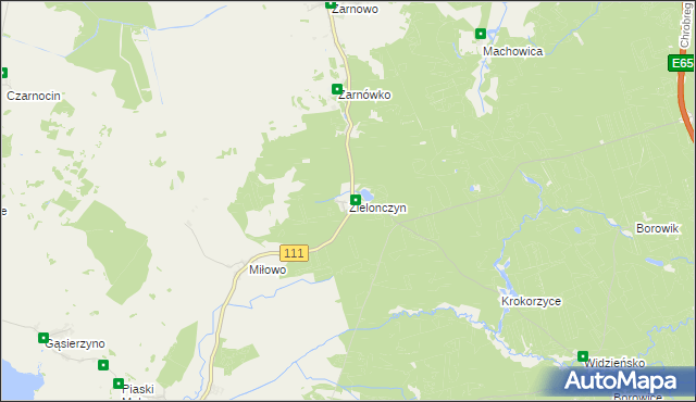 mapa Zielonczyn gmina Stepnica, Zielonczyn gmina Stepnica na mapie Targeo