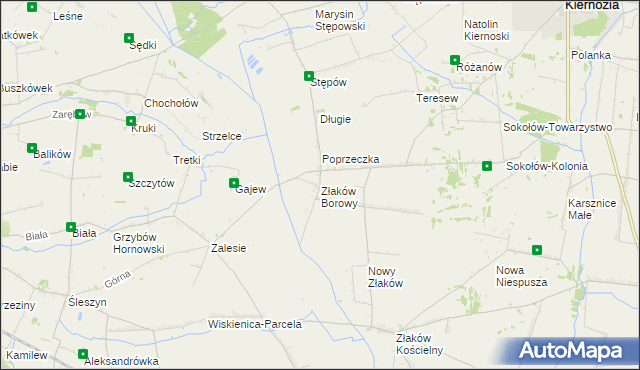 mapa Złaków Borowy, Złaków Borowy na mapie Targeo