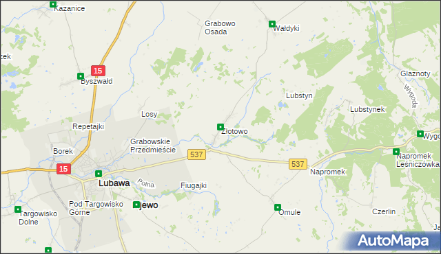 mapa Złotowo gmina Lubawa, Złotowo gmina Lubawa na mapie Targeo