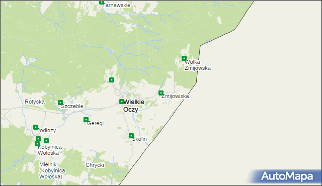 mapa Żmijowiska gmina Wielkie Oczy, Żmijowiska gmina Wielkie Oczy na mapie Targeo