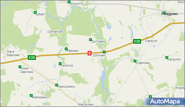 mapa Żochowo gmina Potęgowo, Żochowo gmina Potęgowo na mapie Targeo