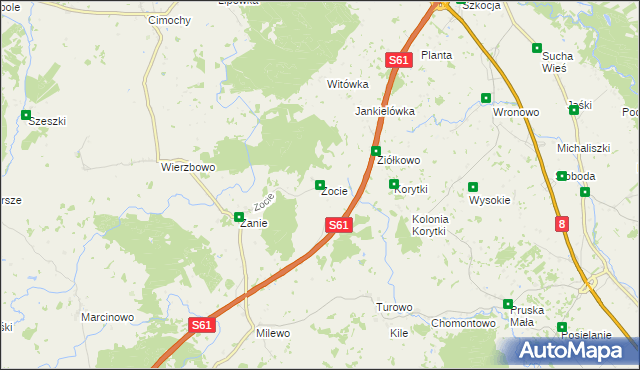 mapa Zocie, Zocie na mapie Targeo