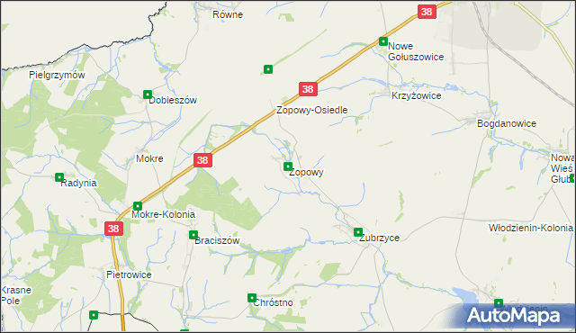 mapa Zopowy, Zopowy na mapie Targeo