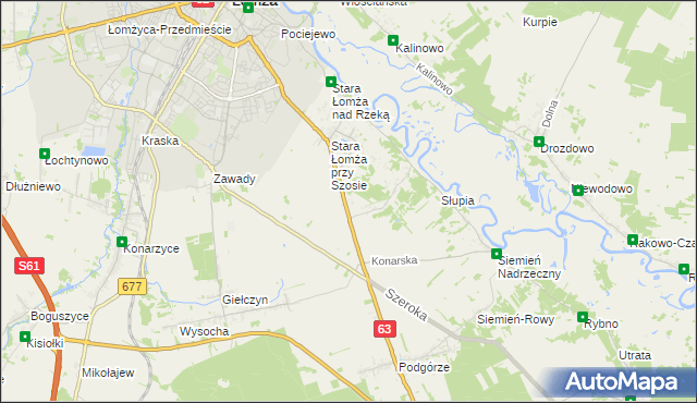mapa Zosin gmina Łomża, Zosin gmina Łomża na mapie Targeo