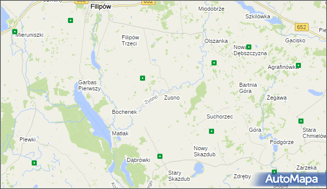 mapa Zusno, Zusno na mapie Targeo