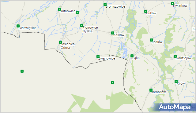 mapa Zwanowice gmina Otmuchów, Zwanowice gmina Otmuchów na mapie Targeo