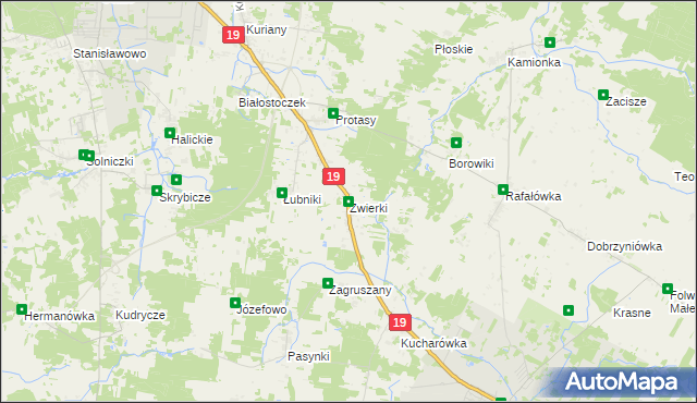 mapa Zwierki, Zwierki na mapie Targeo