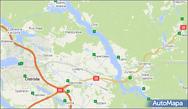 mapa Zwierzewo, Zwierzewo na mapie Targeo