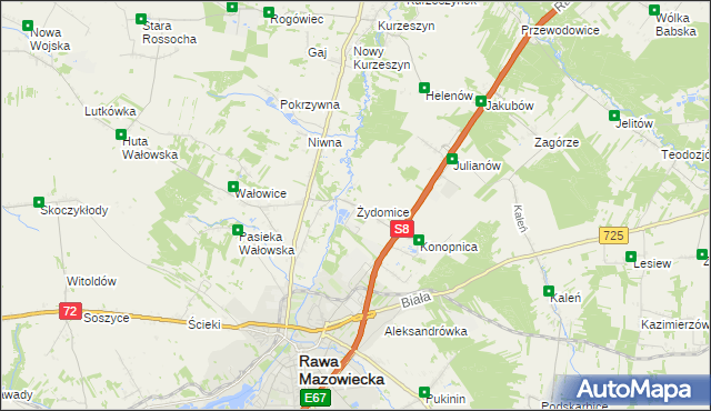 mapa Żydomice, Żydomice na mapie Targeo