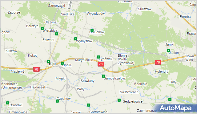 mapa Żydówek, Żydówek na mapie Targeo