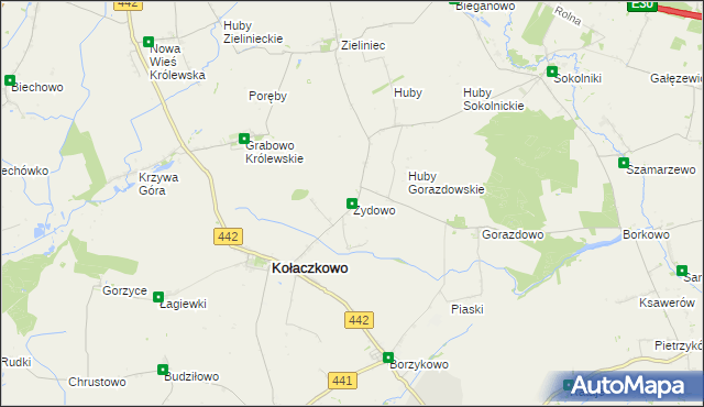 mapa Żydowo gmina Kołaczkowo, Żydowo gmina Kołaczkowo na mapie Targeo
