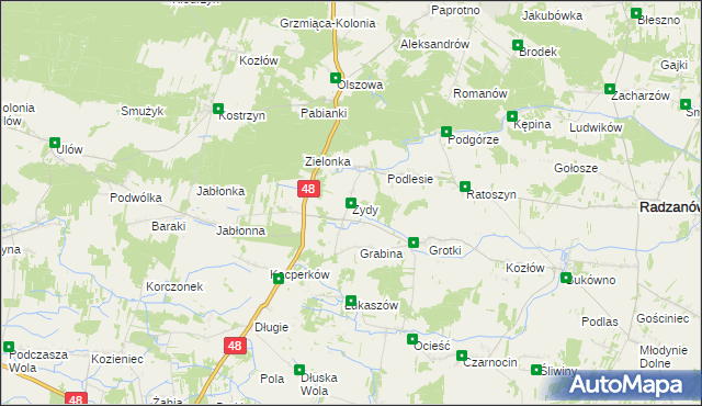 mapa Żydy gmina Radzanów, Żydy gmina Radzanów na mapie Targeo