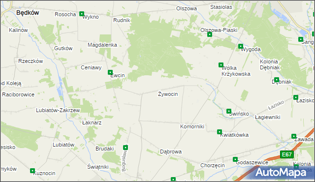 mapa Żywocin, Żywocin na mapie Targeo