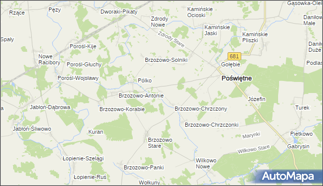 mapa Brzozowo-Chabdy, Brzozowo-Chabdy na mapie Targeo