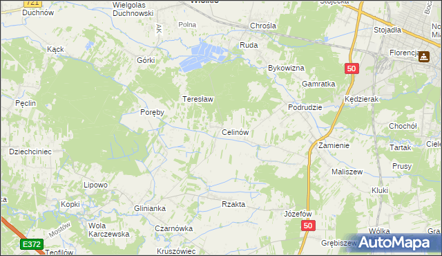 mapa Celinów gmina Dębe Wielkie, Celinów gmina Dębe Wielkie na mapie Targeo