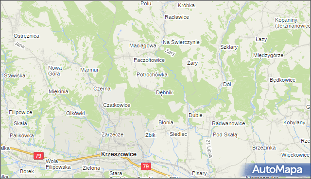 mapa Dębnik gmina Krzeszowice, Dębnik gmina Krzeszowice na mapie Targeo
