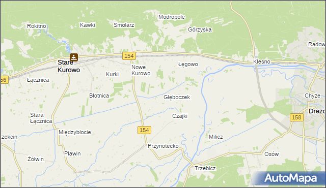 mapa Głęboczek gmina Stare Kurowo, Głęboczek gmina Stare Kurowo na mapie Targeo