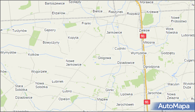 mapa Głogowa gmina Krośniewice, Głogowa gmina Krośniewice na mapie Targeo