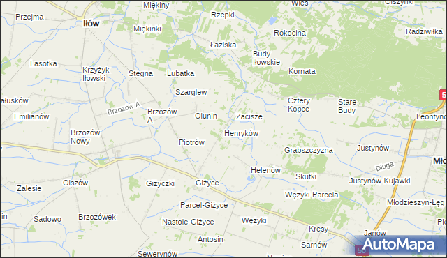 mapa Henryków gmina Iłów, Henryków gmina Iłów na mapie Targeo