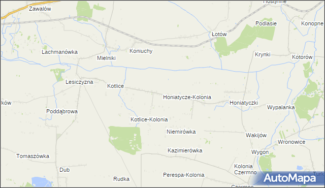mapa Honiatycze-Kolonia, Honiatycze-Kolonia na mapie Targeo