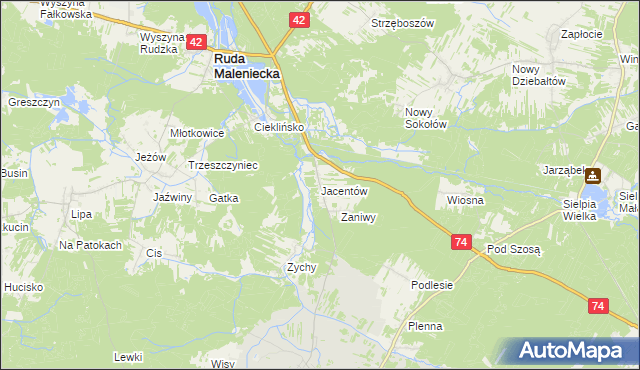 mapa Jacentów, Jacentów na mapie Targeo