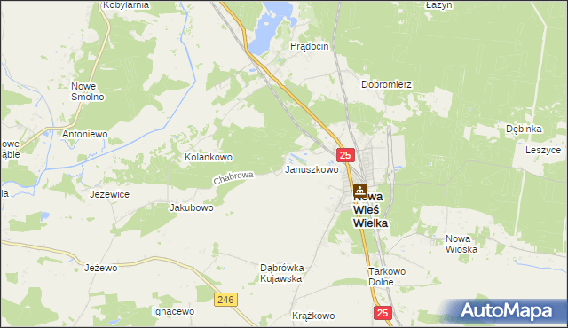 mapa Januszkowo gmina Nowa Wieś Wielka, Januszkowo gmina Nowa Wieś Wielka na mapie Targeo