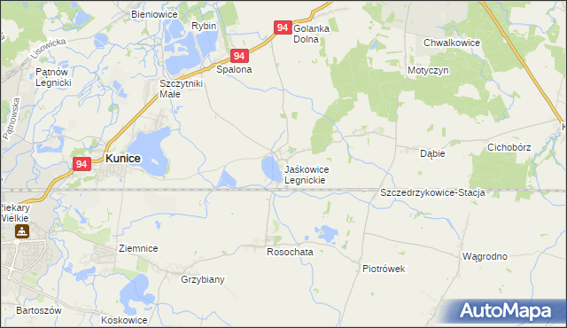 mapa Jaśkowice Legnickie, Jaśkowice Legnickie na mapie Targeo