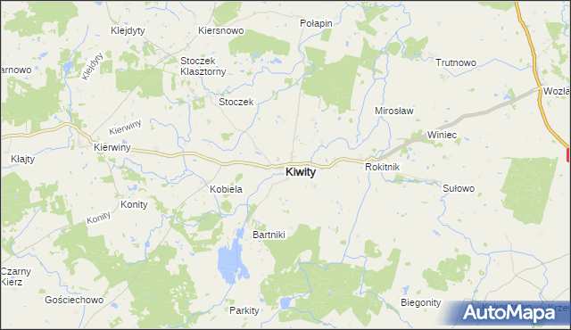 mapa Kiwity powiat lidzbarski, Kiwity powiat lidzbarski na mapie Targeo