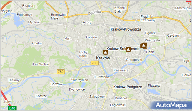 mapa Krakowa, Kraków na mapie Targeo