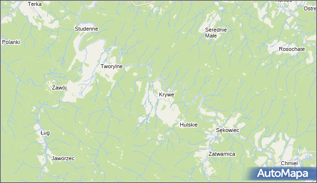 mapa Krywe, Krywe na mapie Targeo