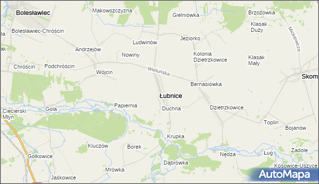 mapa Łubnice powiat wieruszowski, Łubnice powiat wieruszowski na mapie Targeo