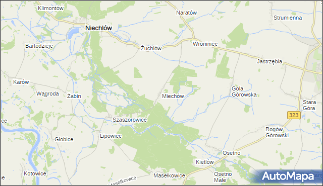 mapa Miechów gmina Niechlów, Miechów gmina Niechlów na mapie Targeo