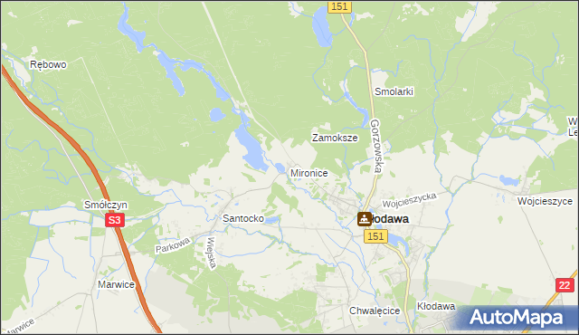 mapa Mironice, Mironice na mapie Targeo