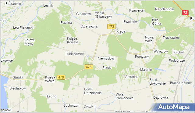 mapa Niemysłów, Niemysłów na mapie Targeo