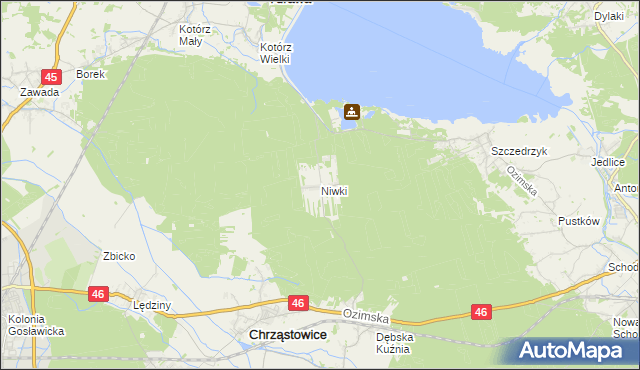 mapa Niwki gmina Chrząstowice, Niwki gmina Chrząstowice na mapie Targeo