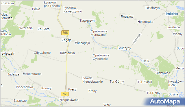 mapa Opatkowice Cysterskie, Opatkowice Cysterskie na mapie Targeo