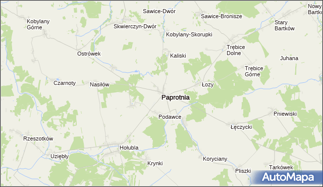 mapa Paprotnia powiat siedlecki, Paprotnia powiat siedlecki na mapie Targeo