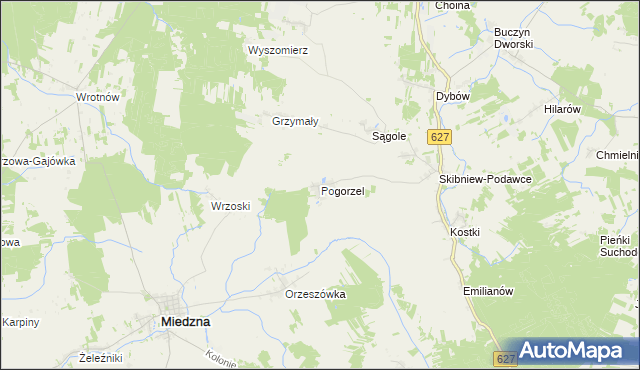 mapa Pogorzel gmina Sokołów Podlaski, Pogorzel gmina Sokołów Podlaski na mapie Targeo