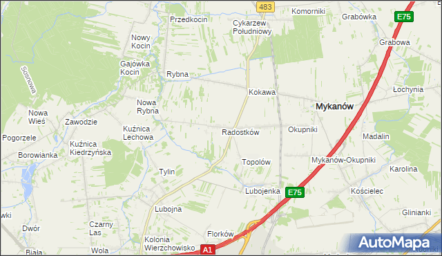 mapa Radostków, Radostków na mapie Targeo