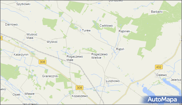 mapa Rogaczewo Wielkie, Rogaczewo Wielkie na mapie Targeo