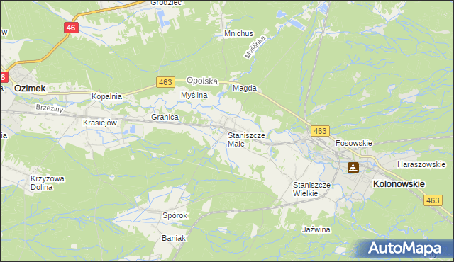 mapa Staniszcze Małe, Staniszcze Małe na mapie Targeo