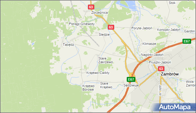 mapa Stare Zakrzewo, Stare Zakrzewo na mapie Targeo