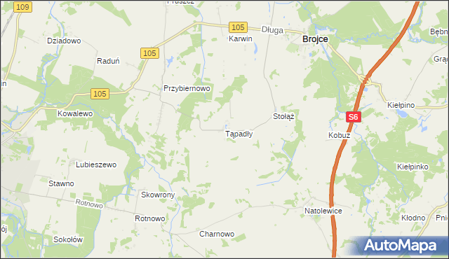 mapa Tąpadły, Tąpadły na mapie Targeo