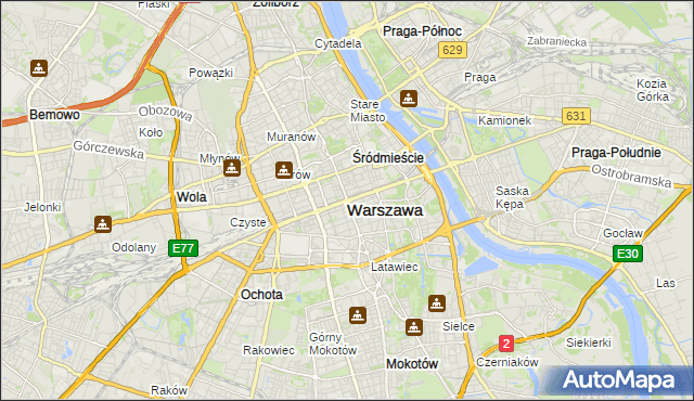 mapa Warszawy, Warszawa na mapie Targeo