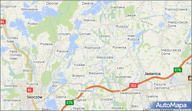 mapa Wieszczęta, Wieszczęta na mapie Targeo