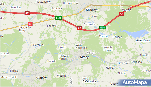 mapa Wola Paprotnia, Wola Paprotnia na mapie Targeo