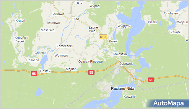 mapa Wólka gmina Ruciane-Nida, Wólka gmina Ruciane-Nida na mapie Targeo