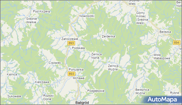 mapa Żernica Niżna, Żernica Niżna na mapie Targeo