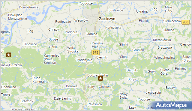 mapa Bieśnik gmina Zakliczyn, Bieśnik gmina Zakliczyn na mapie Targeo